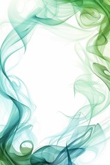 Green and Teal Smoke Swirls on White Background