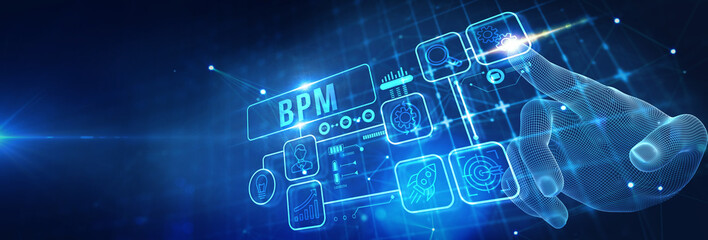 BPM Business process management system technology concept. 3d illustration - obrazy, fototapety, plakaty