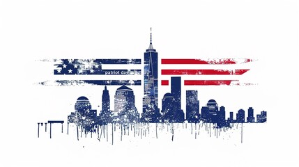 Obraz premium 11 September- illustration for Patriot Day USA poster or banner. illustration