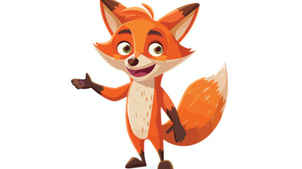 Cartoon funny fox with his hand raised. vector flat vector