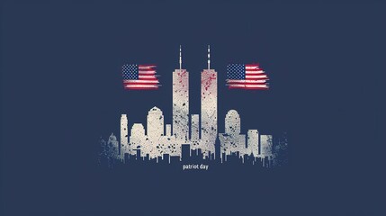 Fototapeta premium 11 September- illustration for Patriot Day USA poster or banner. illustration
