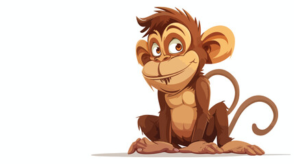 Cartoon monkey Vector illustration isolated on white