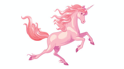 Cartoon Pink unicorn on a white background flat vector