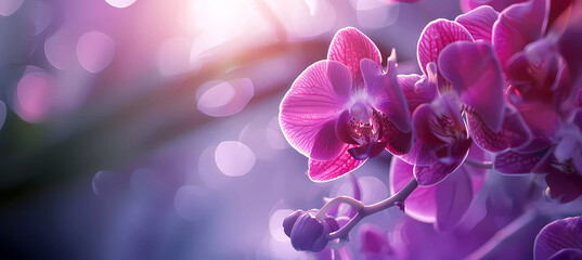 Beautiful purple orchid phalaenopsis background. Generative ai design concept. - obrazy, fototapety, plakaty