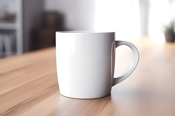 Empty blank white coffee mug mockup. Generative ai design concept art.
