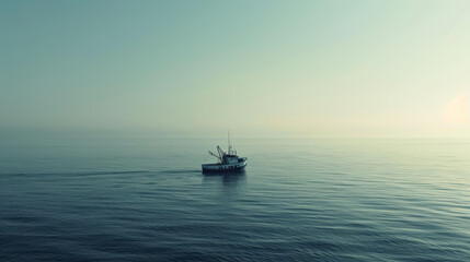 Fototapeta premium Fishing Boats in Misty Morning Light.