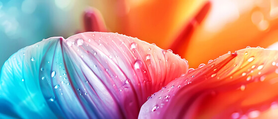 Macro flower in vibrant color closeup. Generative ai design concept art. - obrazy, fototapety, plakaty