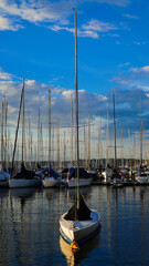 Rushcutters Bay yacht masts against the sky. Sydney Australia.Elizabeth Bay