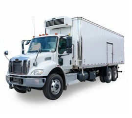 a cargo truck with isolated white background