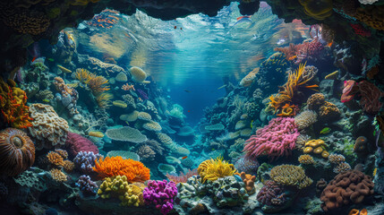 Vibrant Coral Reef Ecosystem Underwater.