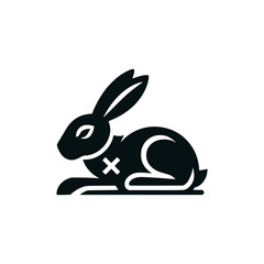 dead rabbit animal logo vector illustration template design