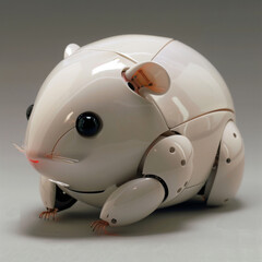 A robotic hamster resembles the small rodent, engineered for mobility, may feature interactive behaviors, serving as a pet or entertainment companion 3D(Generative Ai)