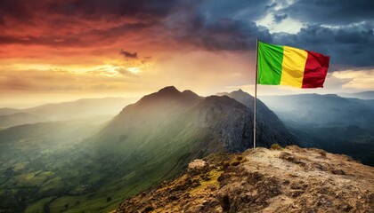 The Flag of Mali On The Mountain.