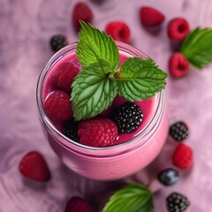 A refreshing blackberry raspberry smoothie with a blackberry and raspberry5