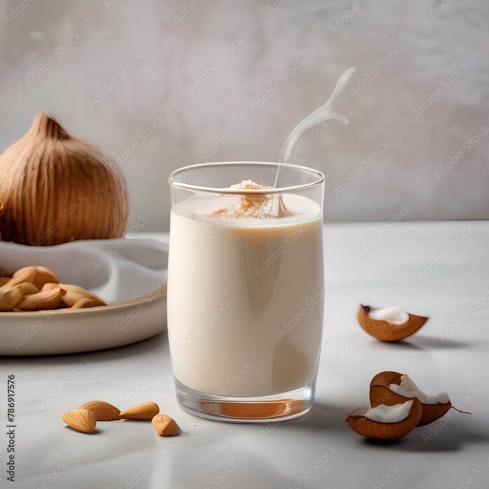 Wall mural A glass of creamy coconut cashew milk with a splash of maple syrup4 - Wall murals