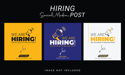 Minimal we are hiring background, job vacancy concept Hiring Job flyer, Now we are hiring social media post banner Job advertisement flyer design template, Employee vacancy announcement. Illustration