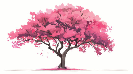 Charming pink tree a heartwarming centerpiece flat vector
