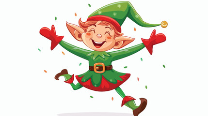 Cheerful a Christmas elf. Vector clipart illustration