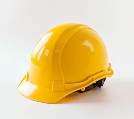 Fototapeta premium Yellow construction safety hard hat helmet at slight angle isolated on white background