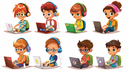 Children and internet today vector illustration carto