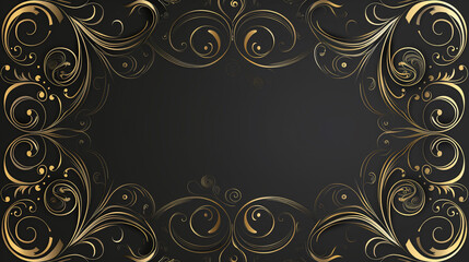 Ornate black and gold swirls lend a hand-drawn, elegant border to upscale invitations.