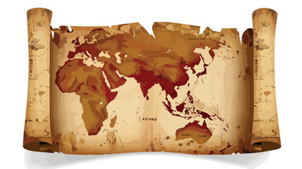China map on old scroll paper flat vector isolated on