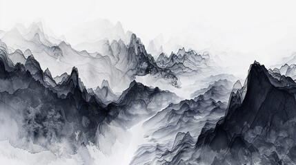 Enter the realm of traditional Chinese ink landscape artwork 