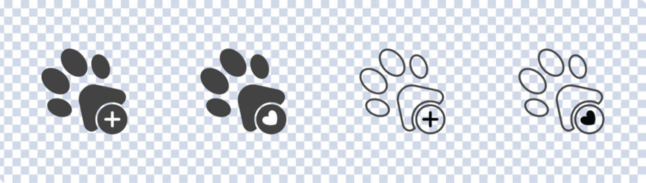 Dog and cat paw icon set vector illustrations