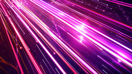 Vibrant abstract with crisscrossing light beams, magenta and violet cosmic energy.