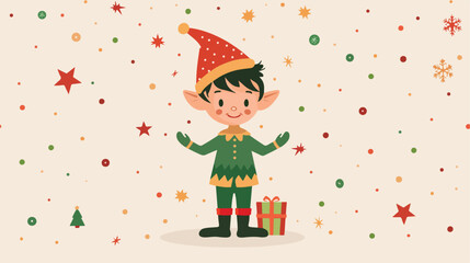 Obraz na płótnie Canvas Christmas Elf Boy. Illustration of christmas greeting