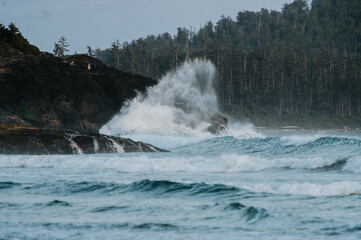 waves crashing on rocks