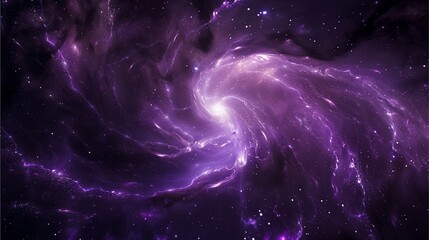 A mesmerizing purple swirling galaxy, resembling gooey matter, floats gracefully amidst the vast expanse of space.