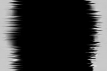 Abstract Black White Glitch overlay effect. Grunge noise border texture. Video Damage Error background. Digital signal distortion visualization. Random white lines, copy space. Cyber Monday design