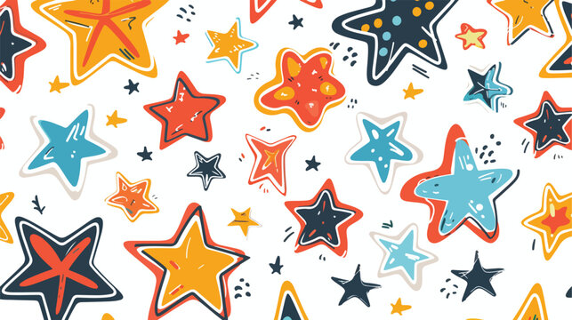 Circular peeling sticker quirky cartoon stars flat vector