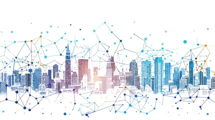 Cityscape with connecting dot technology of smart cit