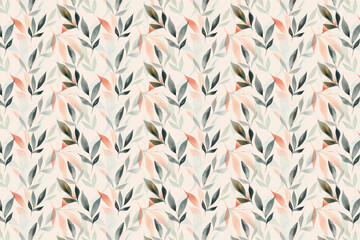 Scandinavian and nordic seamless pattern with nature print - obrazy, fototapety, plakaty