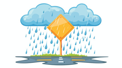 Cloud and rain in traffic sign vector flat vector isolated