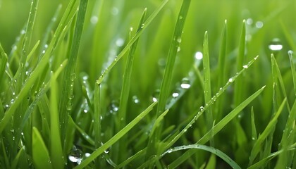 Fototapeta na wymiar Close up of fresh green grass with water drops