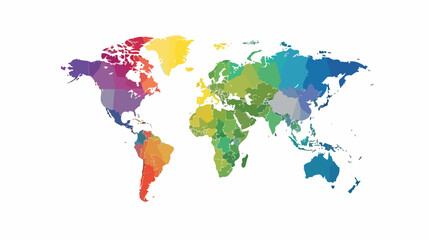 Color world map vector flat vector isolated on white