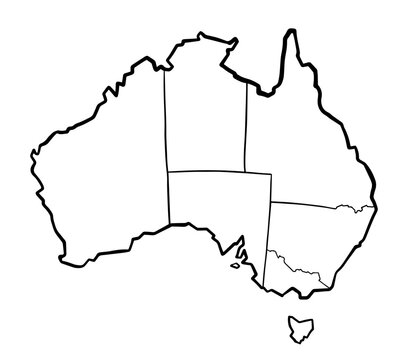recommend clip art: Australia outline map with border. Hand drawn illustration.