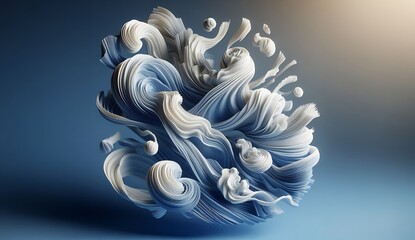 Blue and white abstract 3D shape  