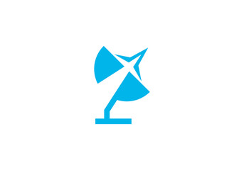 simple communication satellite network logo design	
