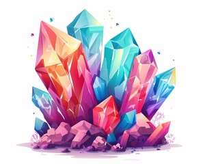 Vibrant Crystal Formation Abstract Illustration