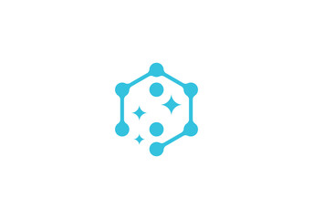 molecule hexagon logo. connection technology icon design vector