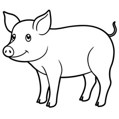 pig isolated mascot,pig silhouette,pig vector,icon,svg,characters,Holiday t shirt,black pig drawn trendy logo Vector illustration,pig line art on a white background