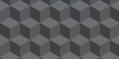 Wall and grid rectangular Minimal geometric rectangle technology black and gray background from cubes and lines. Geometric seamless pattern cube. Cubes mosaic shape vector design.	
