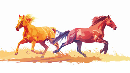 Colorful vector animation of stallion and mare Vector - obrazy, fototapety, plakaty