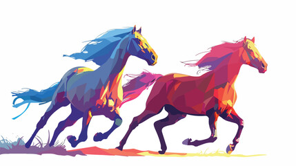 Colorful vector animation of stallion and mare Vector