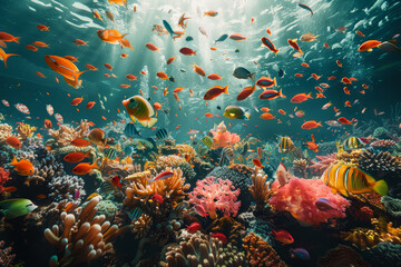 Fototapeta na wymiar Vibrant Coral Reef Ecosystem Underwater