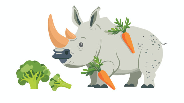 Concept of a rhinoceros on a diet. Cute character rhi